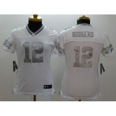 Nike Packers #12 Aaron Rodgers White Women's Stitched NFL Limited Platinum Jersey