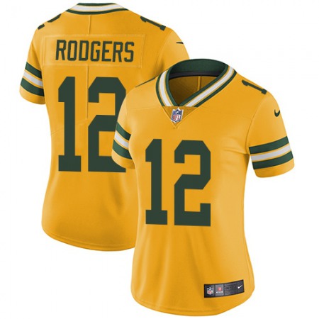 Nike Packers #12 Aaron Rodgers Yellow Women's Stitched NFL Limited Rush Jersey