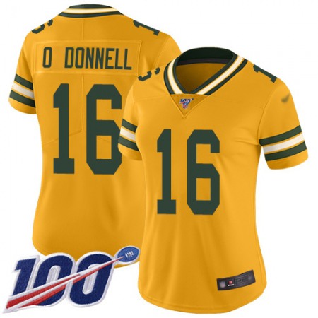 Nike Packers #16 Pat O'Donnell Gold Women's Stitched NFL Limited Inverted Legend 100th Season Jersey