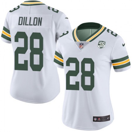 Nike Packers #28 AJ Dillon White Women's 100th Season Stitched NFL Vapor Untouchable Limited Jersey