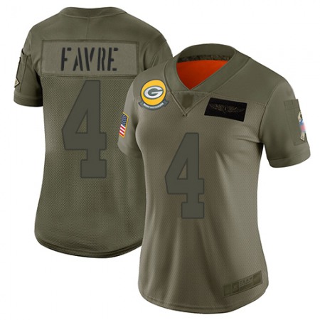 Nike Packers #4 Brett Favre Camo Women's Stitched NFL Limited 2019 Salute to Service Jersey