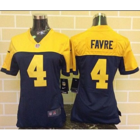 Nike Packers #4 Brett Favre Navy Blue Alternate Women's Stitched NFL New Elite Jersey