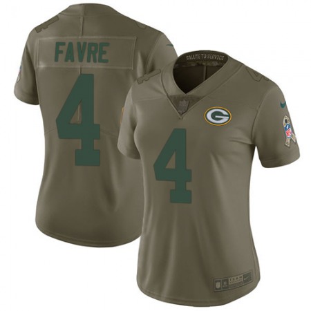 Nike Packers #4 Brett Favre Olive Women's Stitched NFL Limited 2017 Salute to Service Jersey