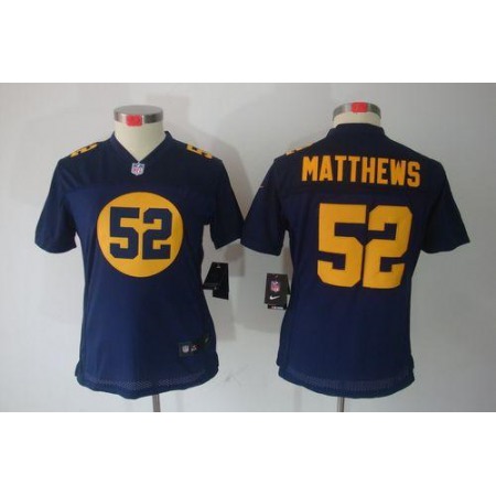 Nike Packers #52 Clay Matthews Navy Blue Alternate Women's Stitched NFL Limited Jersey