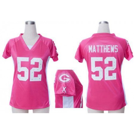 Nike Packers #52 Clay Matthews Pink Draft Him Name & Number Top Women's Stitched NFL Elite Jersey