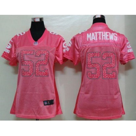 Nike Packers #52 Clay Matthews Pink Sweetheart Women's NFL Game Jersey