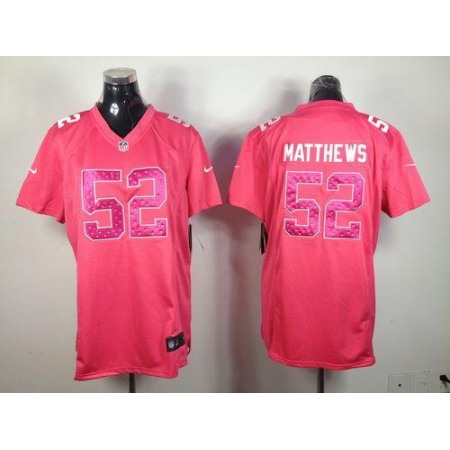 Nike Packers #52 Clay Matthews Pink Sweetheart Women's Stitched NFL Elite Jersey