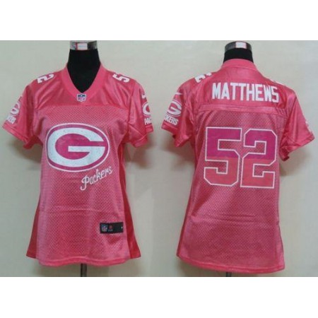 Nike Packers #52 Clay Matthews Pink Women's Fem Fan NFL Game Jersey