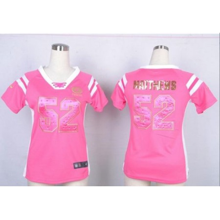 Nike Packers #52 Clay Matthews Pink Women's Stitched NFL Elite Draft Him Shimmer Jersey