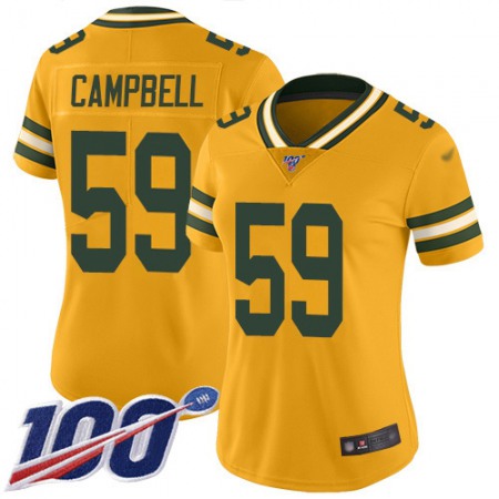 Nike Packers #59 De'Vondre Campbell Gold Women's Stitched NFL Limited Inverted Legend 100th Season Jersey