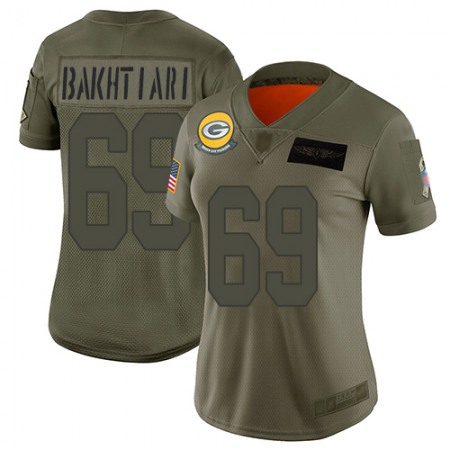 Nike Packers #69 David Bakhtiari Camo Women's Stitched NFL Limited 2019 Salute to Service Jersey