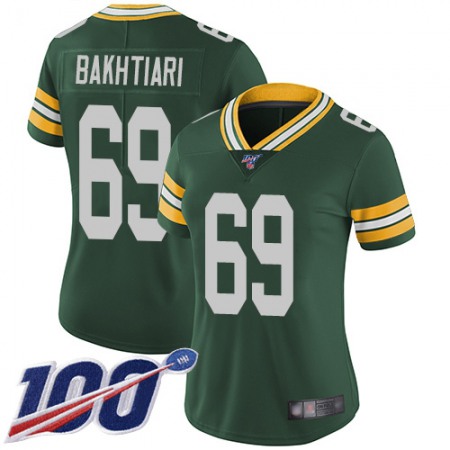 Nike Packers #69 David Bakhtiari Green Team Color Women's Stitched NFL 100th Season Vapor Limited Jersey