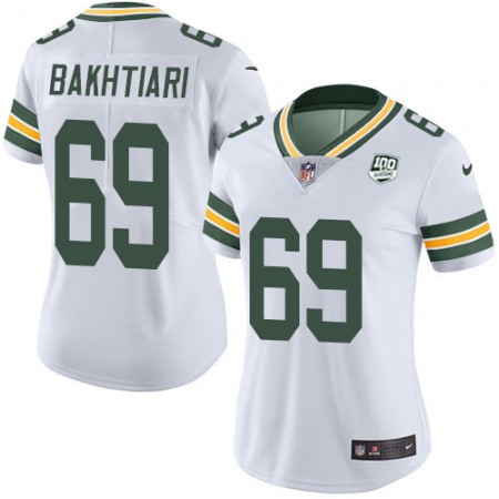 Nike Packers #69 David Bakhtiari White Women's 100th Season Stitched NFL Vapor Untouchable Limited Jersey