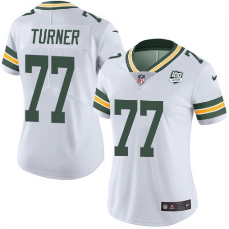 Nike Packers #77 Billy Turner White Women's 100th Season Stitched NFL Vapor Untouchable Limited Jersey