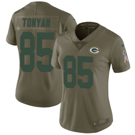 Nike Packers #85 Robert Tonyan Olive Women's Stitched NFL Limited 2017 Salute To Service Jersey