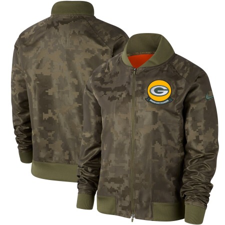 Women's Green Bay Packers Nike Olive 2019 Salute to Service Full-Zip Bomber Jacket