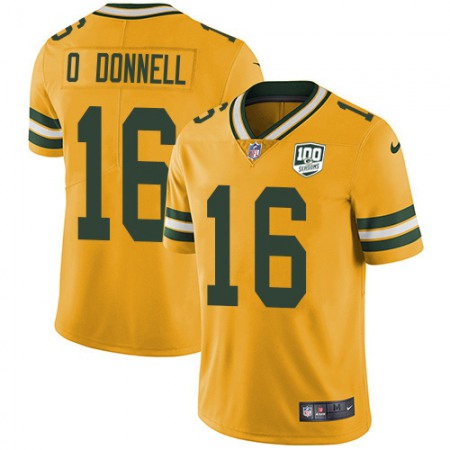 Nike Packers #16 Pat O'Donnell Yellow Youth 100th Season Stitched NFL Limited Rush Jersey