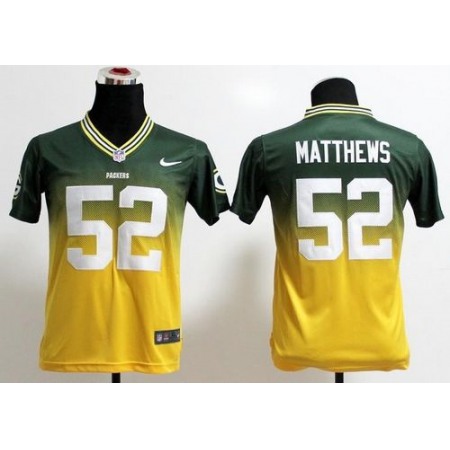 Nike Packers #52 Clay Matthews Green/Gold Youth Stitched NFL Elite Fadeaway Fashion Jersey