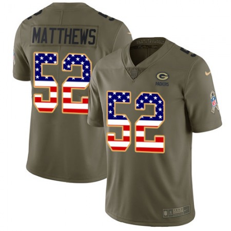 Nike Packers #52 Clay Matthews Olive/USA Flag Youth Stitched NFL Limited 2017 Salute to Service Jersey