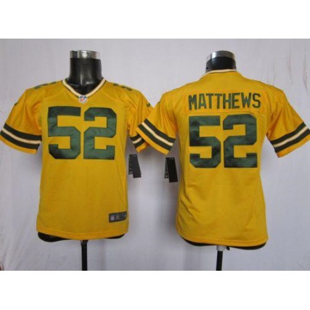 Nike Packers #52 Clay Matthews Yellow Alternate Youth Stitched NFL Elite Jersey