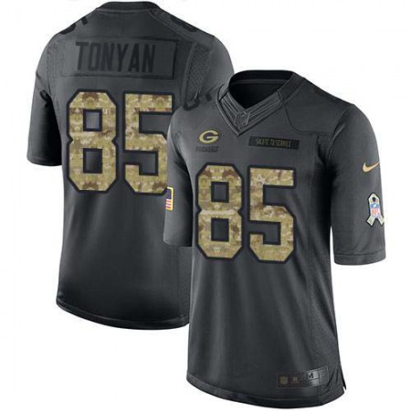 Nike Packers #85 Robert Tonyan Black Youth Stitched NFL Limited 2016 Salute to Service Jersey
