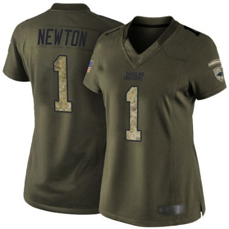 Nike Panthers #1 Cam Newton Green Women's Stitched NFL Limited 2015 Salute to Service Jersey