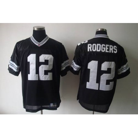 Packers #12 Aaron Rodgers Black Shadow Stitched Youth NFL Jersey