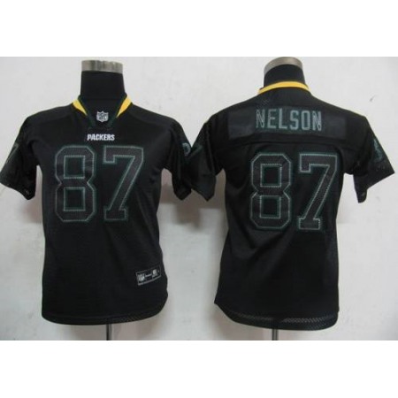 Packers #87 Jordy Nelson Lights Out Black Stitched Youth NFL Jersey
