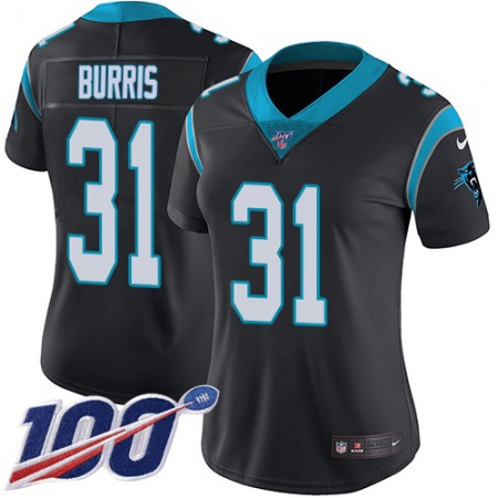 Nike Panthers #31 Juston Burris Black Team Color Women's Stitched NFL 100th Season Vapor Untouchable Limited Jersey