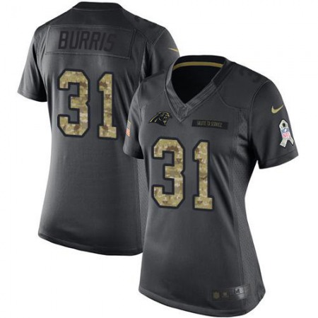 Nike Panthers #31 Juston Burris Black Women's Stitched NFL Limited 2016 Salute to Service Jersey