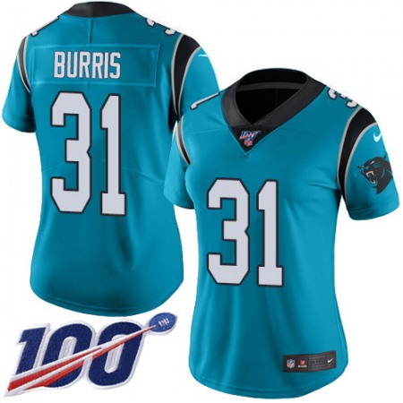 Nike Panthers #31 Juston Burris Blue Alternate Women's Stitched NFL 100th Season Vapor Untouchable Limited Jersey