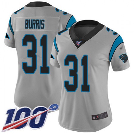 Nike Panthers #31 Juston Burris Silver Women's Stitched NFL Limited Inverted Legend 100th Season Jersey