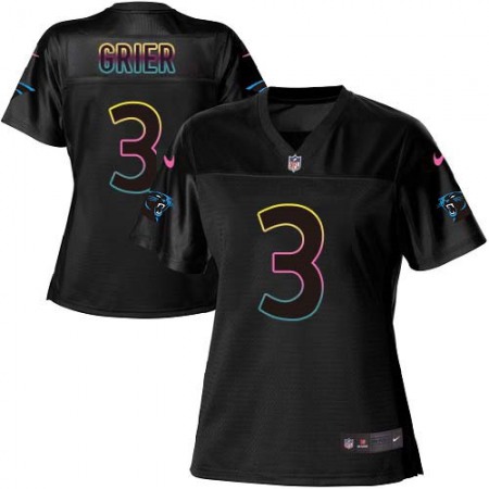 Nike Panthers #3 Will Grier Black Women's NFL Fashion Game Jersey