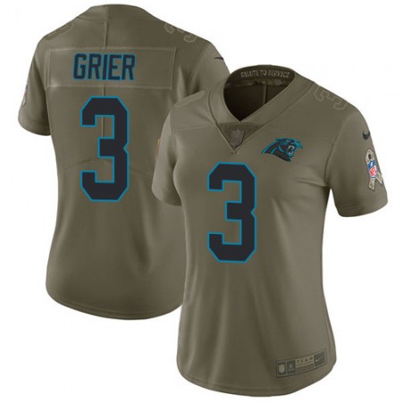 Nike Panthers #3 Will Grier Olive Women's Stitched NFL Limited 2017 Salute To Service Jersey