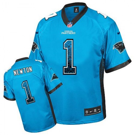 Nike Panthers #1 Cam Newton Blue Alternate Youth Stitched NFL Elite Drift Fashion Jersey