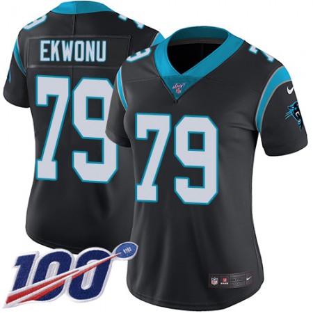 Nike Panthers #79 Ikem Ekwonu Black Team Color Women's Stitched NFL 100th Season Vapor Untouchable Limited Jersey
