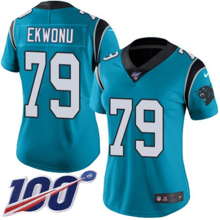 Nike Panthers #79 Ikem Ekwonu Blue Alternate Women's Stitched NFL 100th Season Vapor Untouchable Limited Jersey