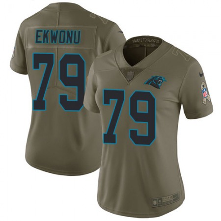 Nike Panthers #79 Ikem Ekwonu Olive Women's Stitched NFL Limited 2017 Salute To Service Jersey