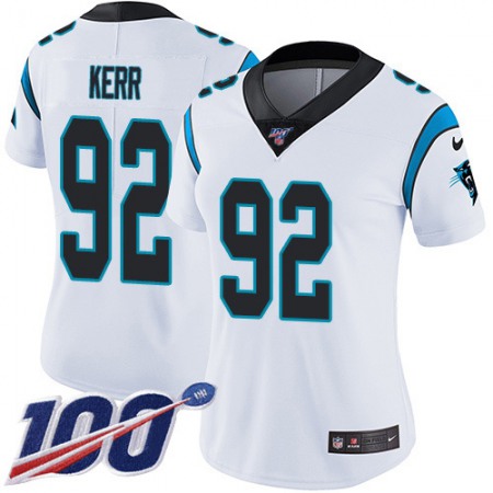 Nike Panthers #92 Zach Kerr White Women's Stitched NFL 100th Season Vapor Untouchable Limited Jersey