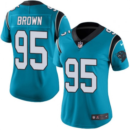 Nike Panthers #95 Derrick Brown Blue Women's Stitched NFL Limited Rush Jersey