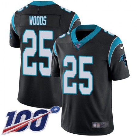 Nike Panthers #25 Xavier Woods Black Team Color Youth Stitched NFL 100th Season Vapor Untouchable Limited Jersey