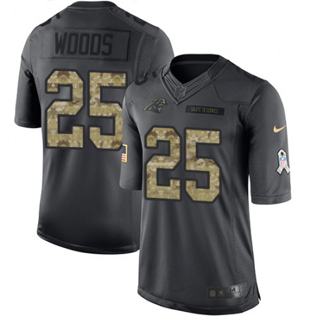 Nike Panthers #25 Xavier Woods Black Youth Stitched NFL Limited 2016 Salute to Service Jersey
