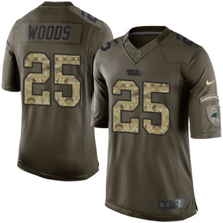 Nike Panthers #25 Xavier Woods Green Youth Stitched NFL Limited 2015 Salute to Service Jersey