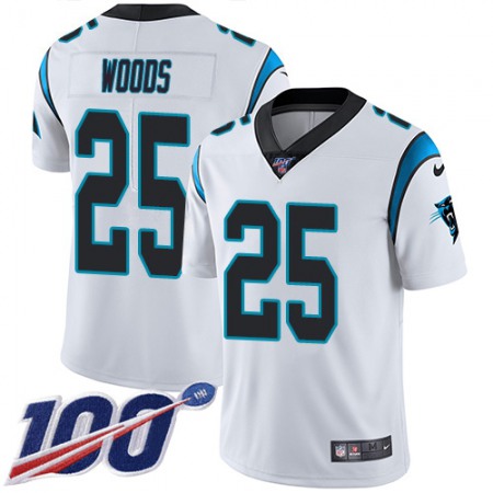 Nike Panthers #25 Xavier Woods White Youth Stitched NFL 100th Season Vapor Untouchable Limited Jersey
