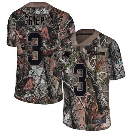 Nike Panthers #3 Will Grier Camo Youth Stitched NFL Limited Rush Realtree Jersey