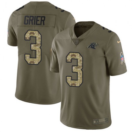 Nike Panthers #3 Will Grier Olive/Camo Youth Stitched NFL Limited 2017 Salute To Service Jersey