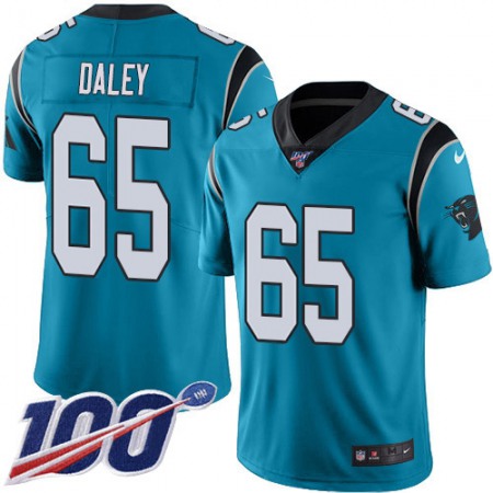 Nike Panthers #65 Dennis Daley Blue Youth Stitched NFL Limited Rush 100th Season Jersey