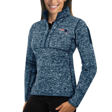 New England Patriots Antigua Women's Fortune Half-Zip Sweater Heather Navy