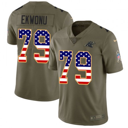 Nike Panthers #79 Ikem Ekwonu Olive/USA Flag Youth Stitched NFL Limited 2017 Salute To Service Jersey