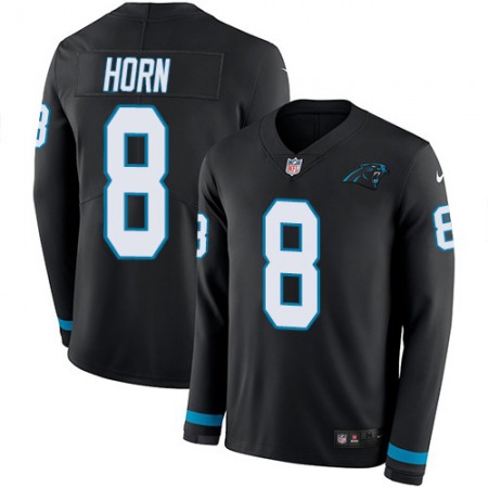 Nike Panthers #8 Jaycee Horn Black Team Color Youth Stitched NFL Limited Therma Long Sleeve Jersey